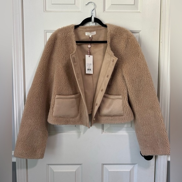 NWT LoveShackFancy Lully Faux Shearling Jacket in Honey. Size XXL. - Picture 3 of 16